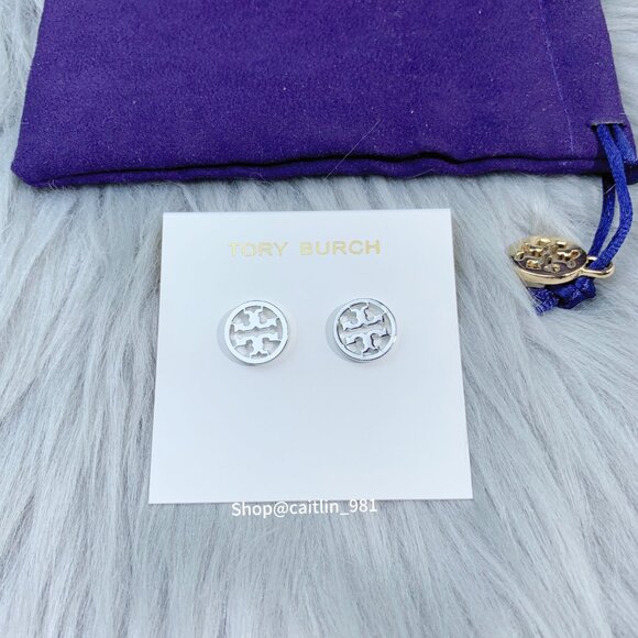 Tory Burch Women's Logo Circle-Stud Earrings - Tory Silver - Picture 5 of 5